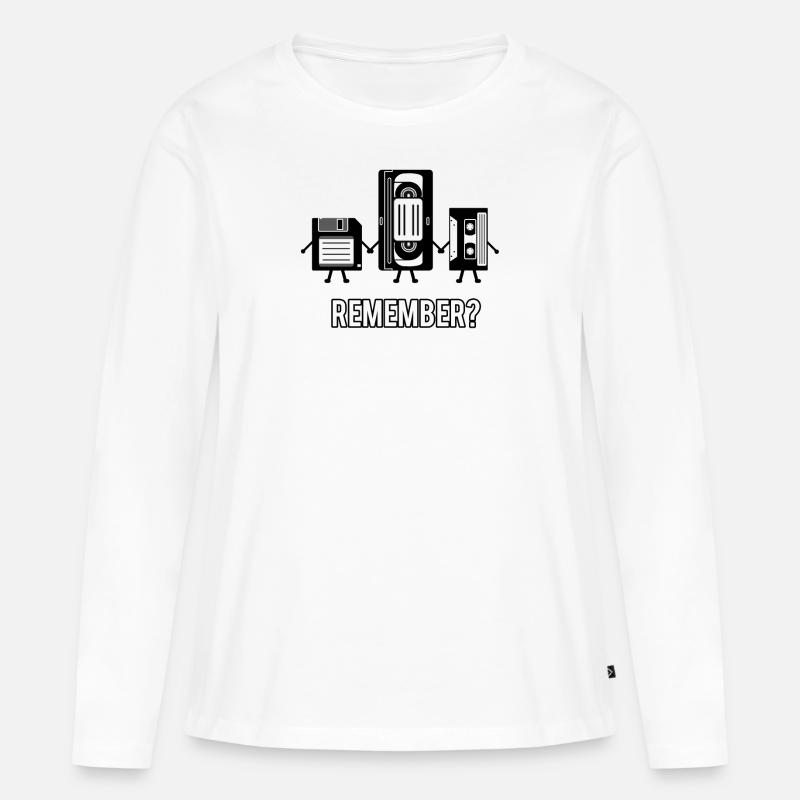 Remember Floppy Diskette VHS Kasette 80s 90s - Frauen Premium Bio Langarmshirt - Weiß