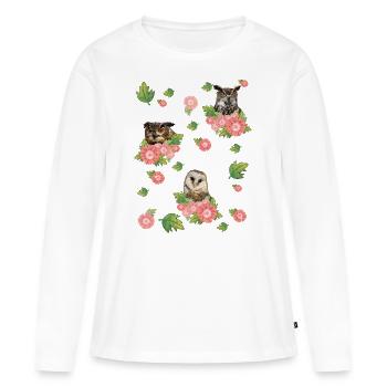Eule und Eulen - Frauen Premium Bio Langarmshirt - Weiß - Vorne - Julia (174cm)