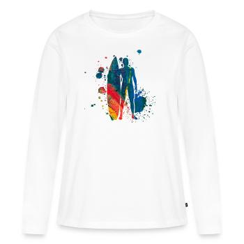 Surfing - T-shirt manches longues Premium bio Femme - blanc - Devant - Julia (174cm)