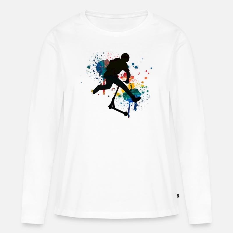 Freestyle-Roller - Frauen Premium Bio Langarmshirt - Weiß