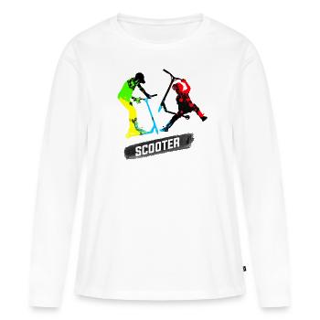 trottinette freestyle - T-shirt manches longues Premium bio Femme - blanc - Devant - Julia (174cm)