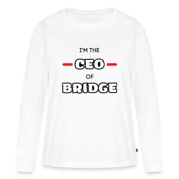 Geschenk Bridge Humor lustiger Spieler - Frauen Premium Bio Langarmshirt - Weiß - Vorne - Julia (174cm)