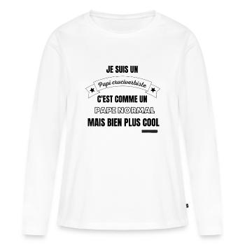 Cadeau mots croisés fléchés humour fan drôle - T-shirt manches longues Premium bio Femme - blanc - Devant - Julia (174cm)