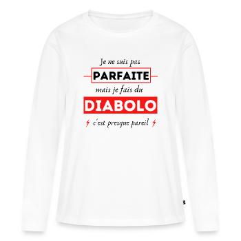 Cadeau humour diabolo cirque passion drôle - T-shirt manches longues Premium bio Femme - blanc - Devant - Julia (174cm)