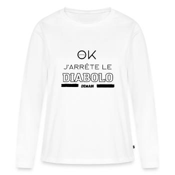 Cadeau humour diabolo cirque passion drôle - T-shirt manches longues Premium bio Femme - blanc - Devant - Julia (174cm)