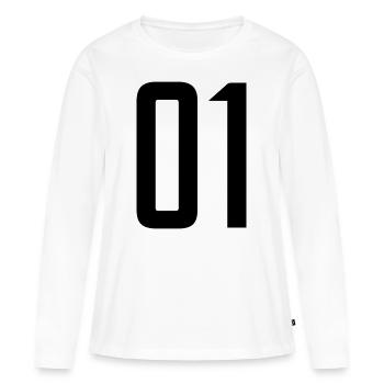 01 - Team - Crew - Teamplayer - Frauen Premium Bio Langarmshirt - Weiß - Vorne - Julia (174cm)