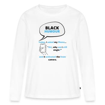 Black Humour Jokes T-Shirt - T-shirt manches longues Premium bio Femme - blanc - Devant - Julia (174cm)