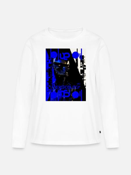 Blaues Öl - Frauen Premium Bio Langarmshirt - Weiß