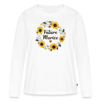 Mariage Femme EVJF Pour Femme Future Mariée - T-shirt manches longues Premium bio Femme - blanc - Devant - Julia (174cm)
