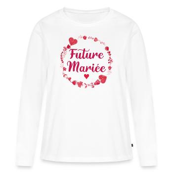 Mariage Femme EVJF Pour Femme Future Mariée - T-shirt manches longues Premium bio Femme - blanc - Devant - Julia (174cm)