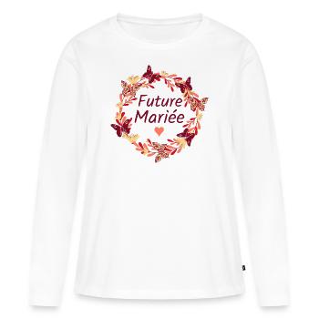Mariage Femme EVJF Pour Femme Future Mariée - T-shirt manches longues Premium bio Femme - blanc - Devant - Julia (174cm)