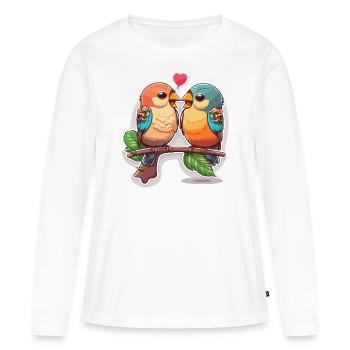 L’amour en harmonie - T-shirt manches longues Premium bio Femme - blanc - Devant - Julia (174cm)