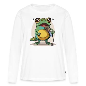 Grenouilles Mélodie - T-shirt manches longues Premium bio Femme - blanc - Devant - Julia (174cm)
