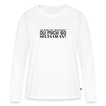komische Blicke - Frauen Premium Bio Langarmshirt - Weiß - Vorne - Julia (174cm)