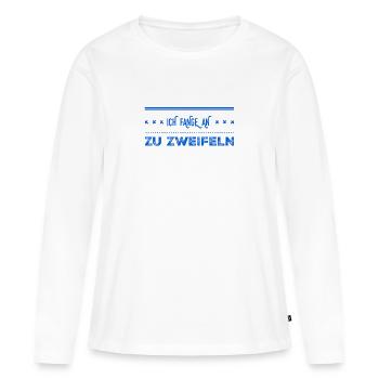 das Misstrauen wächst - Frauen Premium Bio Langarmshirt - Weiß - Vorne - Julia (174cm)