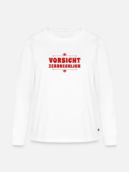 ich bin sehr zerbrechlich - Frauen Premium Bio Langarmshirt - Weiß