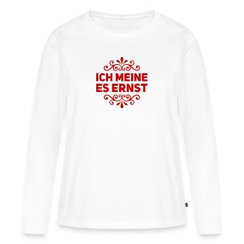 es wird ernst - Frauen Premium Bio Langarmshirt - Weiß - Vorne - Julia (174cm)