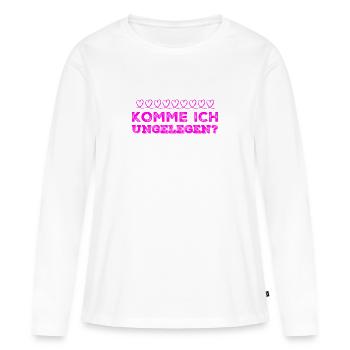 passt es gerade? - Frauen Premium Bio Langarmshirt - Weiß - Vorne - Julia (174cm)