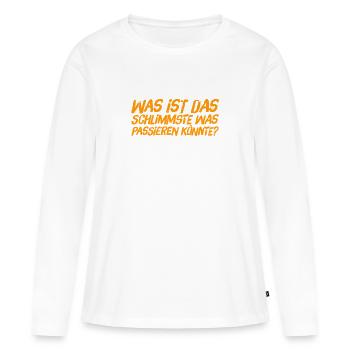so schlimm wird es nicht - Frauen Premium Bio Langarmshirt - Weiß - Vorne - Julia (174cm)