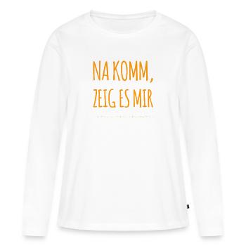 zeig es mir - Frauen Premium Bio Langarmshirt - Weiß - Vorne - Julia (174cm)