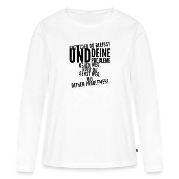 rennst du weg? - Frauen Premium Bio Langarmshirt - Weiß - Vorne - Julia (174cm)