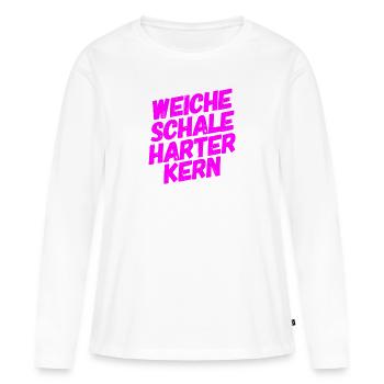 weiche Schale - Frauen Premium Bio Langarmshirt - Weiß - Vorne - Julia (174cm)