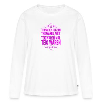 interessantes zu Teigwaren - Frauen Premium Bio Langarmshirt - Weiß - Vorne - Julia (174cm)