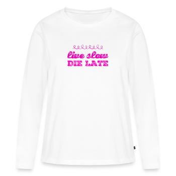 ich mache langsam - Frauen Premium Bio Langarmshirt - Weiß - Vorne - Julia (174cm)