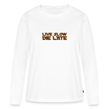 Pas de stress - T-shirt manches longues Premium bio Femme - blanc - Devant - Julia (174cm)