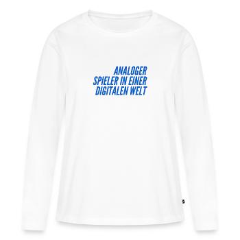 ich bin ein analoger Spieler - Frauen Premium Bio Langarmshirt - Weiß - Vorne - Julia (174cm)