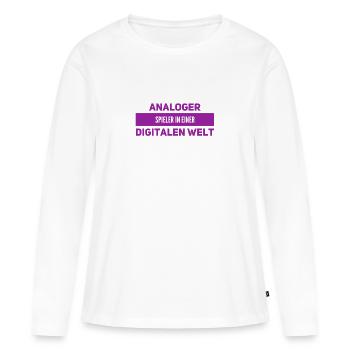 analog geht immer - Frauen Premium Bio Langarmshirt - Weiß - Vorne - Julia (174cm)