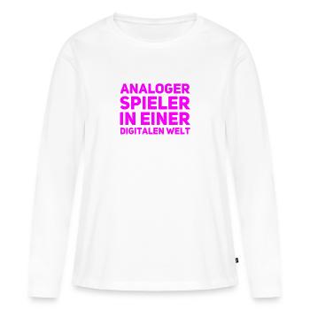 die analoge Welt - Frauen Premium Bio Langarmshirt - Weiß - Vorne - Julia (174cm)