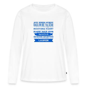 dans la bonne direction - T-shirt manches longues Premium bio Femme - blanc - Devant - Julia (174cm)