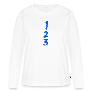 erstens, zweitens und drittens - Frauen Premium Bio Langarmshirt - Weiß - Vorne - Julia (174cm)