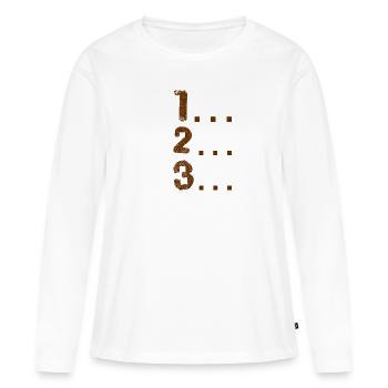 Je compte jusqu’à trois - T-shirt manches longues Premium bio Femme - blanc - Devant - Julia (174cm)