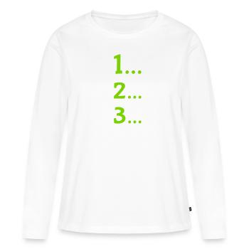 Un deux trois - T-shirt manches longues Premium bio Femme - blanc - Devant - Julia (174cm)