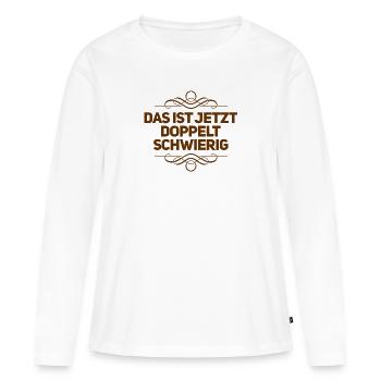 doublement difficile - T-shirt manches longues Premium bio Femme - blanc - Devant - Julia (174cm)