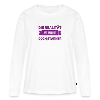 La réalité est plus forte à la fin - T-shirt manches longues Premium bio Femme - blanc - Devant - Julia (174cm)
