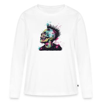 Horreur Punk Zombie Mohawk - T-shirt manches longues Premium bio Femme - blanc - Devant - Julia (174cm)
