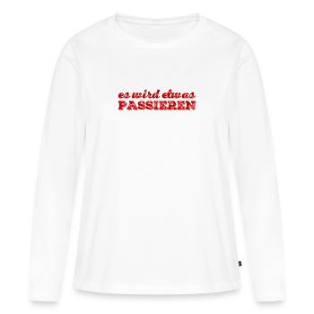 Quelque chose arrive - T-shirt manches longues Premium bio Femme - blanc - Devant - Julia (174cm)