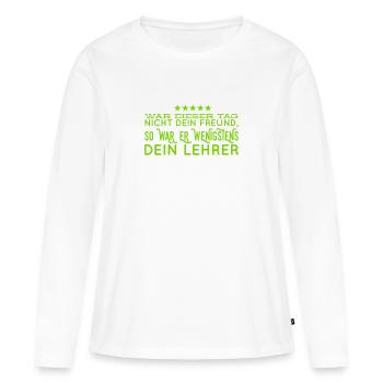 J’ai appris quelque chose - T-shirt manches longues Premium bio Femme - blanc - Devant - Julia (174cm)