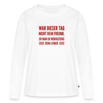 genieße dein Leben - Frauen Premium Bio Langarmshirt - Weiß - Vorne - Julia (174cm)