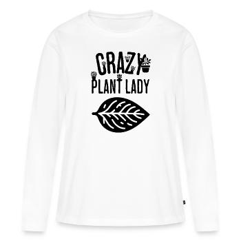 Plante Folle Dame Fleurs Plantes D’intérieur Femme Drôle - T-shirt manches longues Premium bio Femme - blanc - Devant - Julia (174cm)