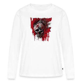 Horreur Punk Zombie Mohawk Crâne - T-shirt manches longues Premium bio Femme - blanc - Devant - Julia (174cm)
