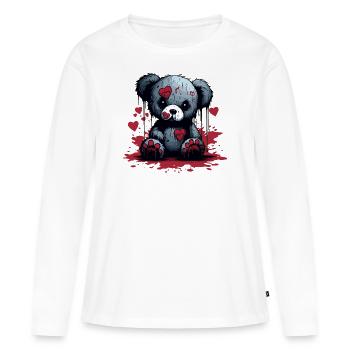 Ours en peluche effrayant mignon - T-shirt manches longues Premium bio Femme - blanc - Devant - Julia (174cm)