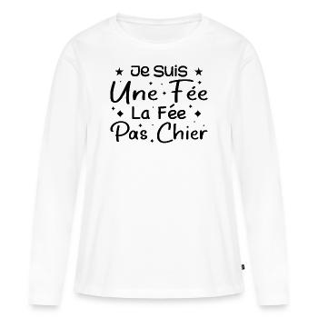 Ich bin eine Fee, die Fee, nicht Scheiße - Frauen Premium Bio Langarmshirt - Weiß - Vorne - Julia (174cm)