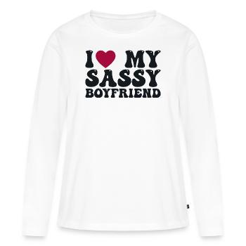 I love my sassy boyfriend - Women's Premium Organic Long Sleeve Shirt - white - Front - Julia (174cm)