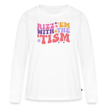 Rizz Em With The Tism - T-shirt manches longues Premium bio Femme - blanc - Devant - Julia (174cm)