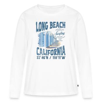 Long beach surfing goods 3 - T-shirt manches longues Premium bio Femme - blanc - Devant - Julia (174cm)