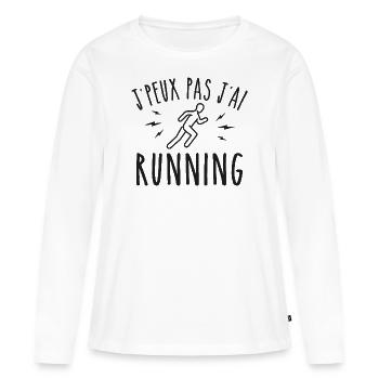 running je peux pas j'ai running coureur - T-shirt manches longues Premium bio Femme - blanc - Devant - Julia (174cm)